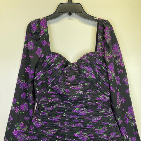 AMUR Giulia Floral fitted Mini dress black purple - 2 - Picture 4 of 12